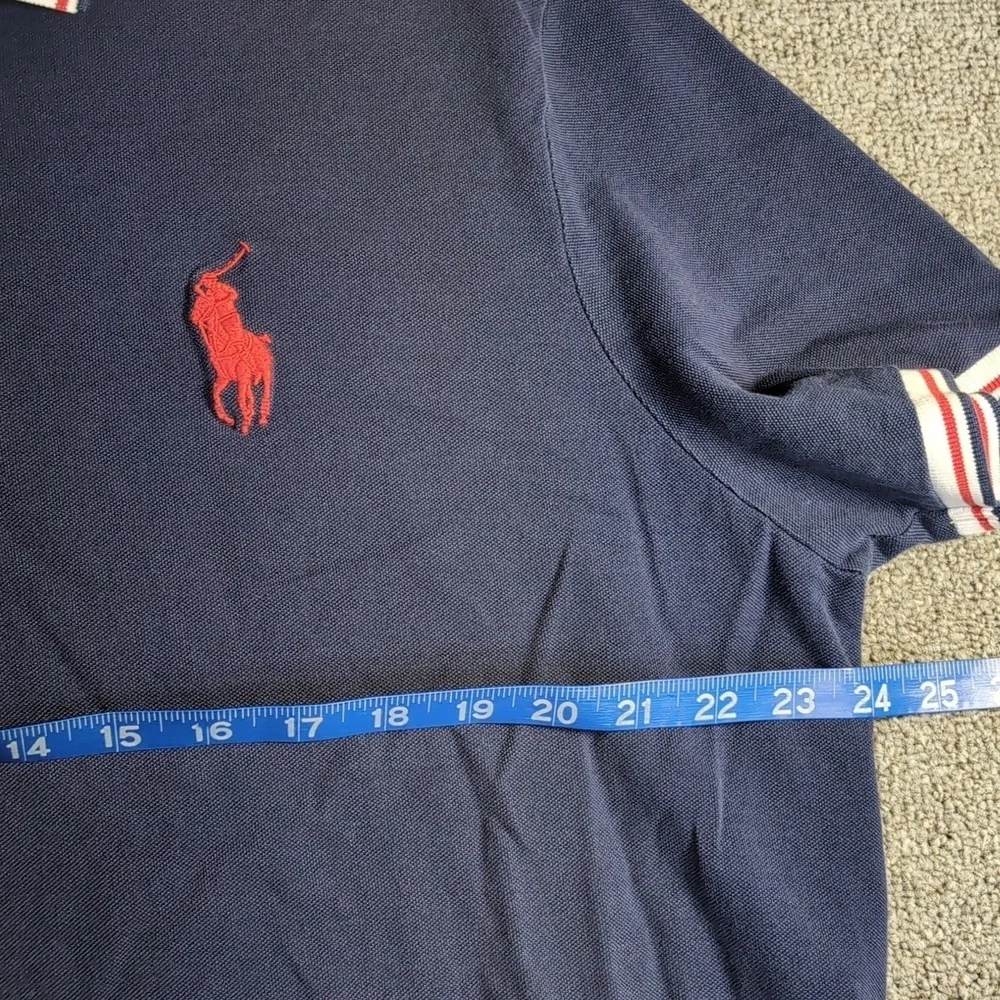 Polo Ralph Lauren Big Pony Ringer Polo Size XL in Navy Blue With Red/White/Blue